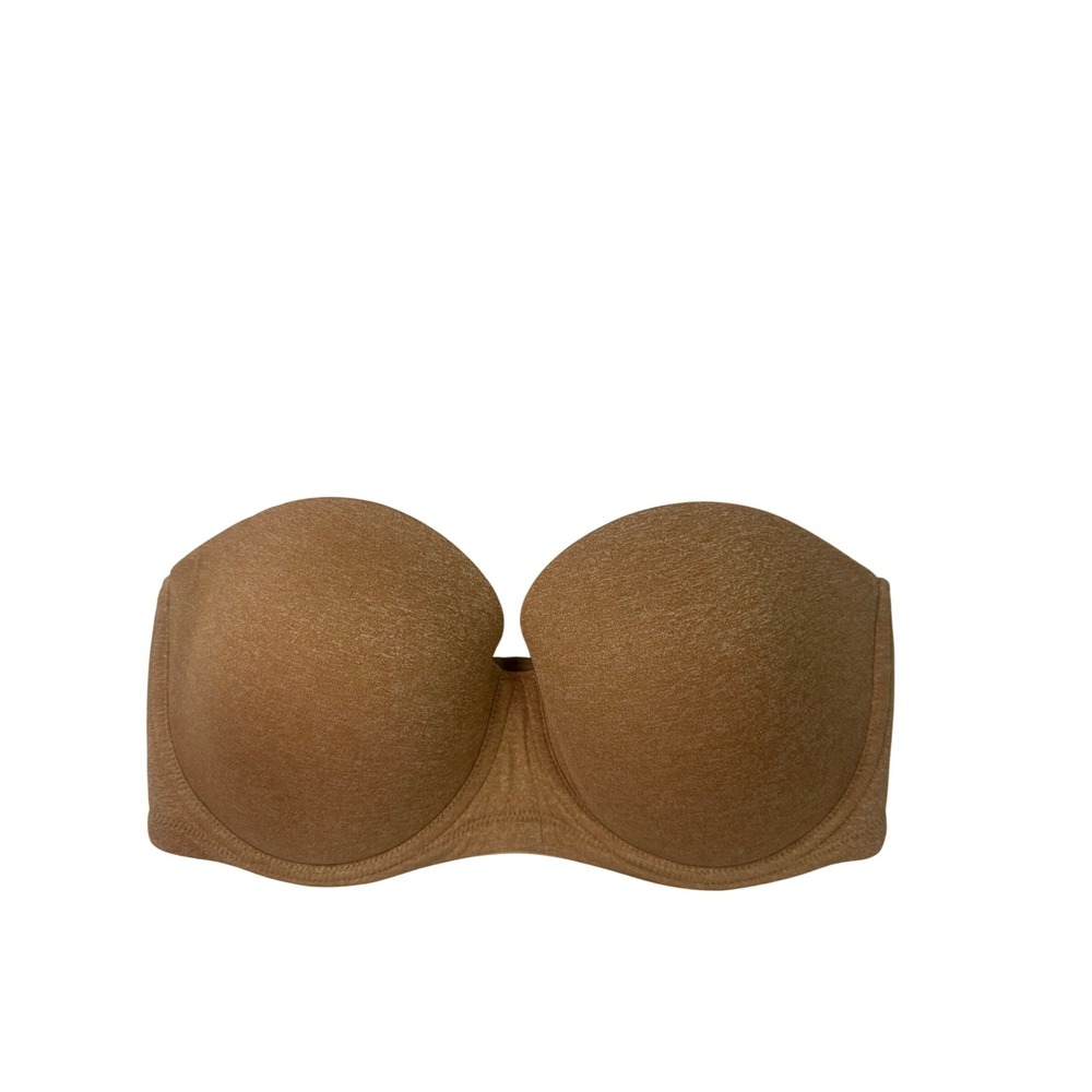 Delimira Womens 38DD Strapless Underwire Bra Tan Heather Non-Slip W593